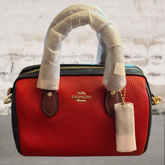 Coach NWT Mini Rowan Crossbody Bag In Colorblock Signature Canvas with Keychain - Picture 3 of 11